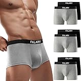 FALARY Boxershorts Herren Unterhosen Männer Baumwolle Retroshorts Shorts UnterwäSche Boxer Ohne Kratzenden Zettel 6er Pack Sportunterhosen für Herren（Schwarz/Grau,XL）