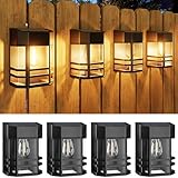 Woolmug Solarlampen für Außen, 4 Stück Solar Wandleuchte Aussen Garten IP65 Wasserdicht Solarleuchten für Außen, Solar LED Aussenleuchten Wand Solarlampe für Zaun Garage Veranda Balkon, Warmweiß