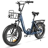 SAMEBIKE 20' Faltbares Elektrofahrrad, 250W Motor, 70KM Reichweite, 7-Gänge, Scheibenbremsen vorne/hinten, LCD-Display für Erwachsene City & Mountain E-Bike (deep Blue)