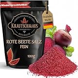 120g Rote Beete Salz von Krautschmaus, Kräutersalz, zum Würzen, Kochen und Braten, gemischt mit rosa Natursalz fein, bekannt als Himalaya Salz, Kristallsalz aus Salt Range Pakistan