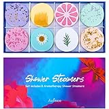 Aofmee Duschbomben Set – 8 Stück Shower Steamers Aromatherapie Geschenkset, Dusch Bombe mit ätherischen Ölen zur Entspannung, Geburtstagsgeschenk Frauen, Männer, Wellness Set für Freundin, Mama, Papa