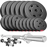 Hop-Sport Hantelset 58 kg, 1x Langhantel, 2x Kurzhanteln, Hantelscheiben 30 mm: 6x5 /4x2,5 /6x1,25kg