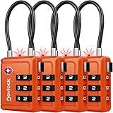 TSA Schlösser mit Öffnungsanzeige – Kofferschlösser – Gepäckschlösser für Koffer, Rucksack und sonstiges Gepäck – 4 Stück, Orange