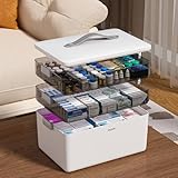 MOPUP 3-Schichtige Erste-Hilfe-Box, Arzneimittelaufbewahrungsbox mit hoher Kapazität (34 x 22 x 25,5 cm) – mit Griff und entfernbaren Fächern, geeignet für Familie, Büro, Schule und Reise, praktische