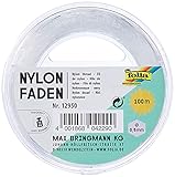 folia 12950 - Nylonfaden auf Spule, transparent, ca. 0,5 mm x 100 m, Tragkraft 7,5 kg, kaum sichtbarer Faden ideal für Mobiles, Schmuck, zur Dekoration usw.