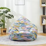Odot Sitzsack Bezug, Tarnmuster Sitzsack, Sitzkissen Ohne Füllung, Weicher Flauschiger Sofabettbezug, Komfortabler Abnehmbarer Bean Bag für Indoor Outdoor Living Room Decor (Blau,XL(100x120cm))