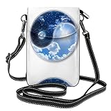 Yin Yang Sky-Leder-Klapphontasche mit abnehmbaren Schultergurten, geeignet für Reisen, Verabredungen, Urlaubsgeschenke, Schwarz , Einheitsgröße