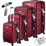 KESSER® 4tlg. Hartschalenkofferset Hartschalenkoffer Reisekoffer Set Reisekofferset Trolley Koffer Inkl. Kofferwaage + Gepäckanhänger Rollkoffer Schloss 4 Rollen ABS-Hartschale Teleskopgriff S-M-L-XL