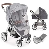 Zamboo Universal Insektenschutz - Mückennetz für Kinderwagen & Buggy/Premium QUALITÄT: idealer Schutz vor Wespen & Stechmücken Dank feinem Netzgewebe, reißfest & waschbar, mit Tasche - Grau