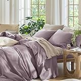 Lanqinglv Bettwäsche 135x200 Baumwolle,Taro Lila Bettwäsche-Sets mit Stone Washed,1 Bettbezug 135x200 cm + 1 Kissenbezug 80x80 cm Oeko-Tex Zertifiziert Bettwäsche mit Reißverschluss