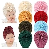 8 Stück Turban Hut Große Blume Haar Schleife Knoten Breite Headwraps Beanie Muslim Islamische Indien Kappe Frühling Sommer Krankenhaus Kindergarten Hut für Neugeborene Säugling Kleinkind Baby Mädchen