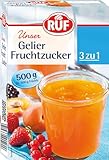 RUF Gelier-Fruchtzucker 3 zu 1, Gelierpulver und Zucker kombiniert, nur Früchte oder Fruchtsaft hinzufügen, Geliermittel glutenfrei & vegan, 1 x 500g