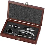 Rosenstein & Söhne Weinset: 6-teiliges elegantes Wein-Sommelier-Set in edler Holzschatulle (Sommelier Werkzeug, Kellnermesser, Mitbringsel)