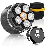 Glatzen Rasierer Herren, 2025 Verbessert IPX8 Wasserdicht 6D Flexibler Glatzenrasierer, Magnetische Schwebender Kopf, Nass und Trocken Glatzen Rasierer mit LED Anzeige, USB-C Kopfrasierer Glatze