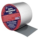 Bosuya Butyl Band Wasserdichtes(10cm x1.2mm X5m) Klebeband Aluminum Selbstklebend Dickes Reperaturband für Dachlecks,Fensterbrettlücken,Rohrbrüche