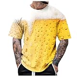 Genérico T-Shirt für Herren, Oktoberfest, lustiges T-Shirt mit Bierdruck zum Feiern, Deckel in Bierfarbe, Oktoberfest-Kleidung, locker und bequem, Rundhalsausschnitt