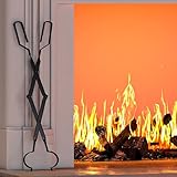 Kingson Arc Design Kaminwerkzeuge, 66 cm Brennholzzange, Holzgreifer mit handgefertigtem Schmiedeeisen für Innen- und Außenbereich, Feuerstelle, Lagerfeuer, Schwarz