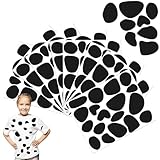 YUEXNKO Schwarze Selbstklebende Filzkreise, 8 Blätter Kuhmuster-Filzaufklebern Schwarzem, Kuh Kostüm Zubehör, Dalmatinische Flecken, für Halloween, Karneval, Kostüm, Kleidung, Party-Dekorationen