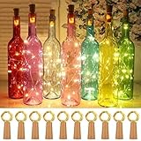 Aistuo 15 Stück Flaschenlicht Batterie (50 extra), Lichterkette 2M 20 LEDs Flaschenlicht Korken Weinflasche Nacht Licht für Party, Urlaub, Hochzeit, außen/innen Beleuchtung Deko(Warmweiß)