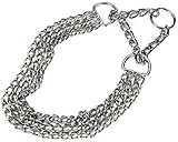 TRIXIE Zug-Stopp-Kettenhalsband Größe L: Halsumfang 50 cm/2,5 mm in silber - stabiles Kettenhalsband 3-reihig für große Hunde, verchromt, leicht zu reinigen, 2266