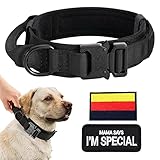 Eeyfarog Hundehalsband Verstellbar mit Kontrollgriff, Taktisch Halsband Nylon, Hunde Halsband Gepolstert, Metallschnalle, für Mittlere Große Hunde Jagd Training Outdoor, Schwarz L Breit