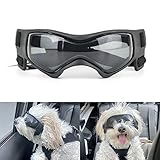 PETLESO Hundebrille für kleine Rassen, UV-Schutz, winddicht, Augenschutz, Haustier-Sonnenbrille mit verstellbaren Riemen, zum Autofahren/Outdoor-Aktivitäten, Schwarz