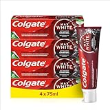 Colgate Zahnpasta Max White Charcoal 4x75ml - Zahncreme mit Aktivkohle, entfernt bis zu 100% der oberflächlichen Verfärbungen