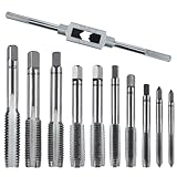 Gewindeschneider Gewindebohrer Set M5 M6 M7 M8 M10 M12 Gewindeschneidsatz 11 Tlg Metrisch mit BohrerFeingewinde Werkzeug Gewindeschneidmaschine Zoll Profi Windeisen M3 - M12 Tap and Die Set