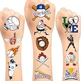 Lcnjscgo Baseball-Tattoos, temporäre Tattoos, Aufkleber, Baseball-Sport-Partygeschenke, Geburtstagsparty-Dekorationen, Geschenke für Kinder, Jungen, Mädchen, Klassenzimmer, Belohnungen, 16 Bögen, 192