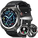 Smartwatch für Herren und Damen, 1,43 Zoll AMOLED Fitnessuhr mit Bluetooth-Anrufen, 130+ Sport Fitness Tracker LED Taschenlampe/Schrittzähler/Schlaf/Herzfrequenzmesser, IP68 Wasserdicht Smart Watch