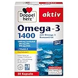 Doppelherz Omega-3 1400 mg - Hochdosiertes Omega-3-Konzentrat plus Vitamin E - Hoher Gehalt an Omega-3-Fettsäuren EPA & DHA - 30 Kapseln