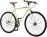 BIKESTAR Singlespeed 700C 28 Zoll City Stadt Fahrrad Fixie | 53 cm Rahmen Rennrad Retro Vintage Herren Damen Rad | Beige & Braun | Risikofrei Testen