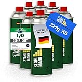 STAHLMANN® Gaskartuschen 227g [Made in EU] – Butangas Kartusche mit MSF-1a Ventil für Campingkocher, Grill, Gaskocher, Gasheizung,Unkrautbren – Gaskartuschen (8X 227g)