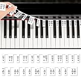 Qetlavee Klaviertastatur Aufkleber,61 Tasten Silikon Abnehmbare Klavierschlüssel Notenetiketten,Klavier Keyboard Noten Aufkleber für Anfänger,Kinder und Erwachsene,Wiederverwendbare
