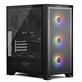 darkFlash ATX Mid-Tower Gaming-PC-Gehäuse, Vorinstallierte 3x120-mm-Fix-RGB-Lüfter, Abnehmbarer Großer Mesh-Frontblende, USB 3.0-Fähig, Gehärtetem Glas, Luftstrom Computergehäuse, Schwarz (DRX70)