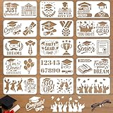 INFUNLY 15PCS Abschluss Malvorlagen 3.9×7.87' Abschluss Saison Wand Schablone Wiederverwendbare Malvorlage Herzlichen Glückwunsch Grad Wände Vorlagen Für DIY Handwerk Wand Leinwand Abschluss Party