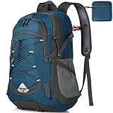 IGOLUMON Wanderrucksack Herren Damen 40L Wasserdichter Rucksack Leicht Faltbarer Reiserucksack Trekkingrucksack mit Reflexstreifen Für Radfahren, Klettern, Bergsteigen und Reisen Sport,Blau