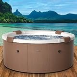 BRAST Whirlpool MSpa Denver & Rova mit Fester Außenwand | Ø182x70cm | LED-Beleuchtung mit 20 Farben für 6 Personen | 130 Massagedüsen | Ganzjähriger Einsatz Winterfest | In & Outdoor | Rova