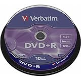 Verbatim DVD+R 16x Matt Silver 4.7GB, 10er Pack Spindel, DVD Rohlinge, 16-fache Brenngeschwindigkeit & Hardcoat Scratch Guard, DVD leer, Rohlinge DVD, DVD Rohlinge Spinde