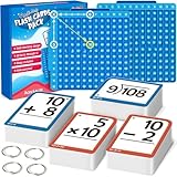 Math Flash Cards + Math Board, Multiplication Flash Card Times Table Chart, Math Manipulatives Division, Addition, Subtraction Math Games Toys for Kids, 1st, 2nd, 3rd, 4th, 5th, 6th Grade