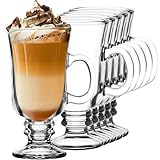 KIAPPO Gläser Set 200 ml - 6 Stk. Kaffee Gläser - Cocktailgläser - Trinkgläser - mit Stiel und Henkel - Hochgläser - Spülmaschinenfest - 75 x 75 x 145 mm