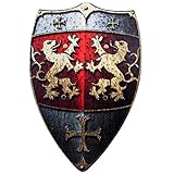 Holzspielerei Ritterschild Löwe 53578 Rot-Gold-Silber
