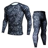 ZDSUHYIW Motorrad Unterwäsche Herren Kompressionsanzug Fahrradbekleidung Fitness Kompressionshose Und Körperbetont Muskelshirt Trainingsanzug Schnell Trocknend Jogginganzug