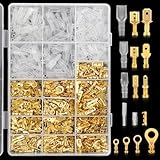 1000 Stück Kabelschuhe Flachstecker Flachsteckhülsen Set 2,8mm/4,8mm/6,3mm, M3/M4/M5/M6 ringkabelschuhe, Männlich Weiblich Kabelstecker mit Isolierhülse Sortiment Kit Für Elektrische