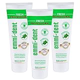 emmi-dent Ultraschall Zahncreme „Fresh“ I Mit frischem Pfefferminz-Geschmack I Ideal für empfindliche Zähne und Zahnfleisch I Frei von Mikroplastik & Nanomaterialien I Vegan & glutenfrei I 3x 75 ml