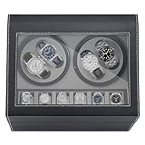 NOSTHEART Automatische Uhrenbeweger Box 4+6 PU Leder Luxuriöser Uhrenbeweger Uhrenvitrine für Automatikuhren mit Leisem Wechselstromadapter Watch Winder