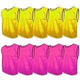 SPORTSBIBS Fußball Leibchen Set 10 Stück: 2 Farben - 5 von jeder Farbe, für Kinder und Erwachsene, Markierungshemd-Trainingsleibchen ohne Logo, Team-Spiel Bibs für Herren Damen Senioren Junioren