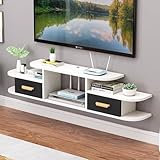 Generisch Moderner schwebender TV-Ständer, wandmontiertes Medienregal, geräumiger Unter-TV-Stauraumschrank, stilvoller wandmontierter TV-Schrank (C, 140x24x18,5cm)