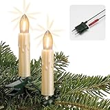 hellum LED Lichterkette Weihnachtsbaum, 30er Baumkerzen 20,3m Made-in-Germany Lichterkette innen Stecker Teilbar, Weihnachtsbeleuchtung mit LED Filament Weihnachtsbaum Kerze, 17lm pro Lampe, 814101