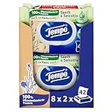 Tempo Feuchte Toilettentücher ''Sanft & Sensitiv'' - Megapack - 16 Packungen mit je 42 Tüchern - Duo Packs - natürliche Aloe Vera - Toilettenpapier, dermatologisch getestet, pH-hautneutral